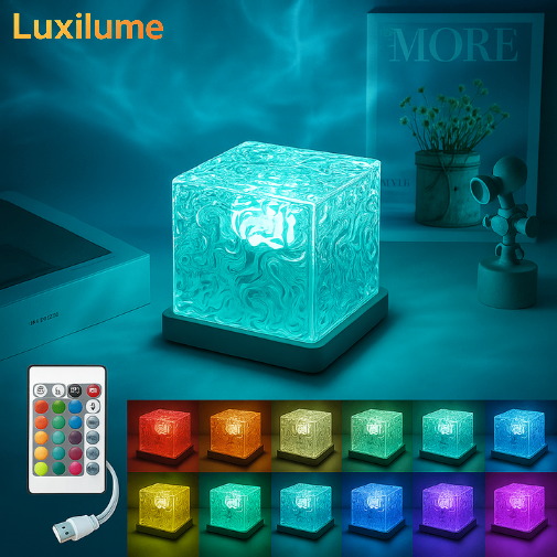 Projecteur Rotatif Ondulé – Effet Cube de Glace