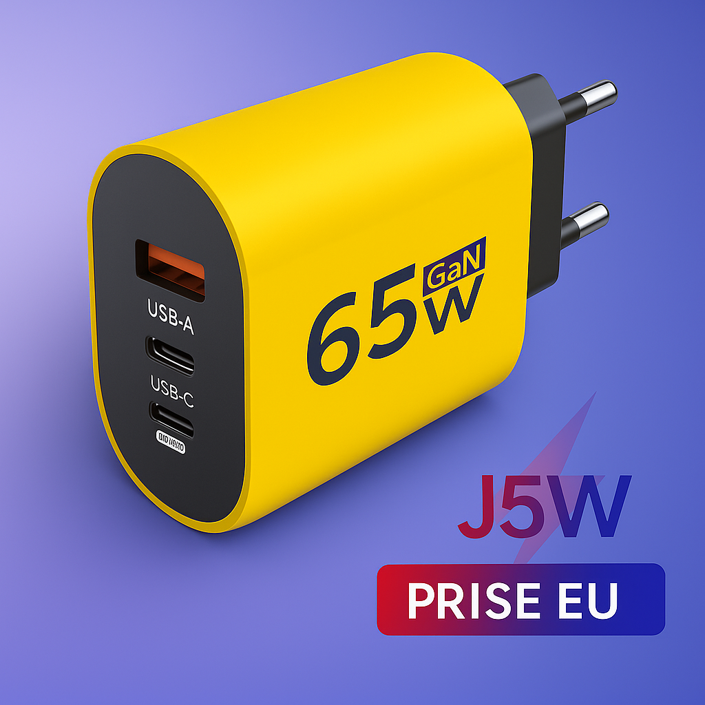 USB C chargeur Charge rapide prise ue 3 Ports 65W Charge rapide