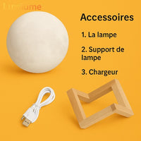 Lampe Lune 3D – 16 Couleurs, Tactile