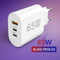 USB C chargeur Charge rapide prise ue 3 Ports 65W Charge rapide
