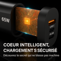 USB C chargeur Charge rapide prise ue 3 Ports 65W Charge rapide