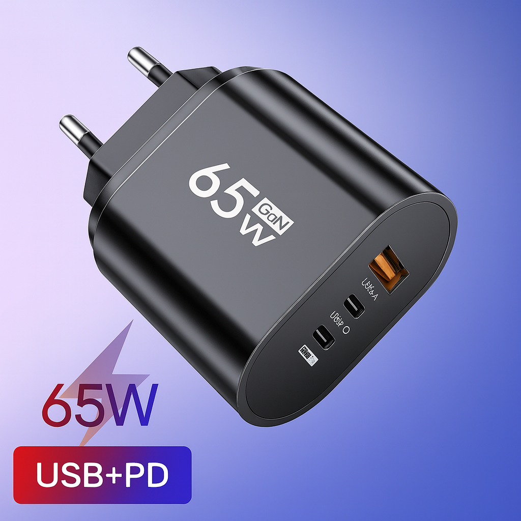 USB C chargeur Charge rapide prise ue 3 Ports 65W Charge rapide